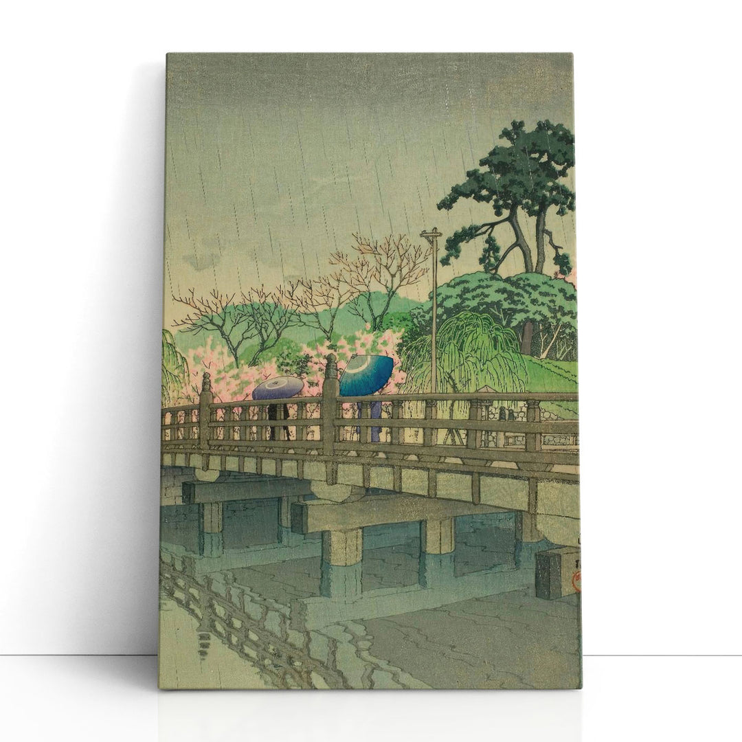 Spring Rain at Benkei Bridge - Canvas Print Wall Art