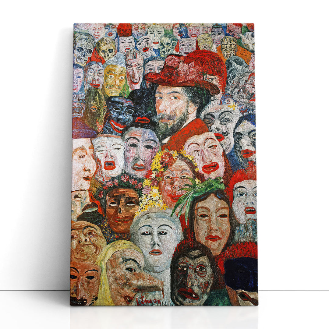 Self‑Portrait with Masks, 1899 - Canvas Print Wall Art