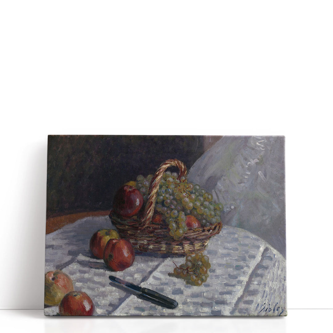 Apples and Grapes in a Basket - Canvas Print Wall Art