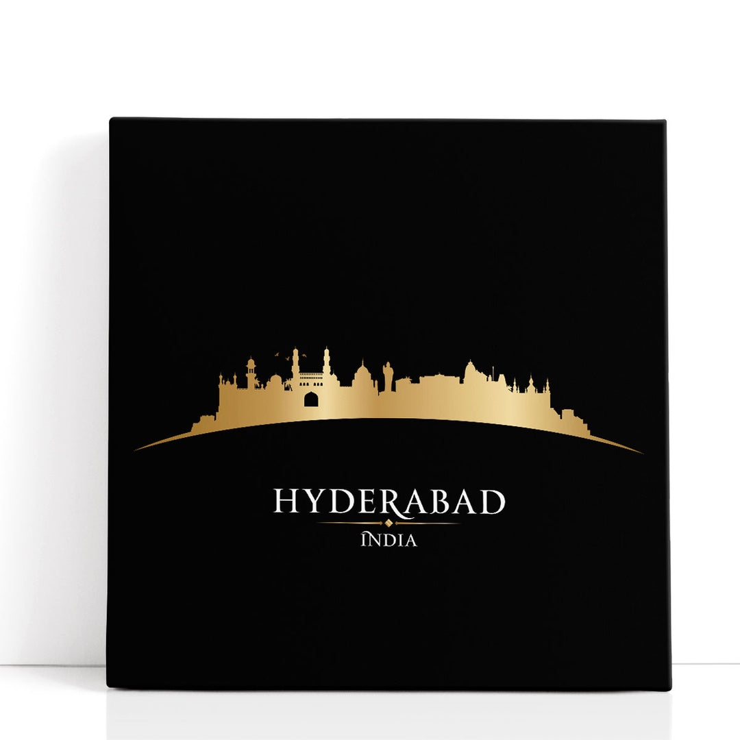Hyderabad, India, City Skyline Black - Canvas Print Wall Art