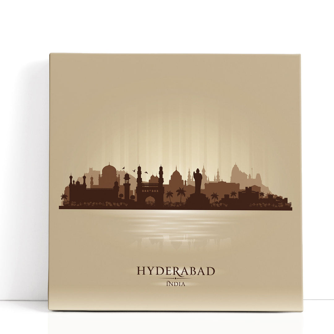 Hyderabad, India, City Skyline Neutral - Canvas Print Wall Art