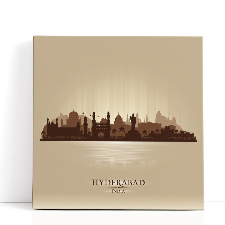 Hyderabad, India, City Skyline Neutral - Canvas Print Wall Art