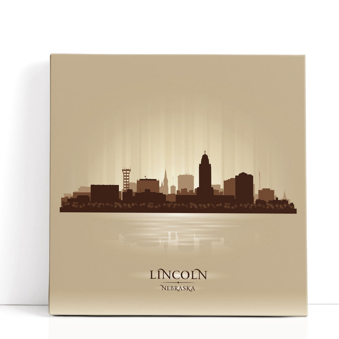 Lincoln, Nebraska, City Skyline - Canvas Print Wall Art