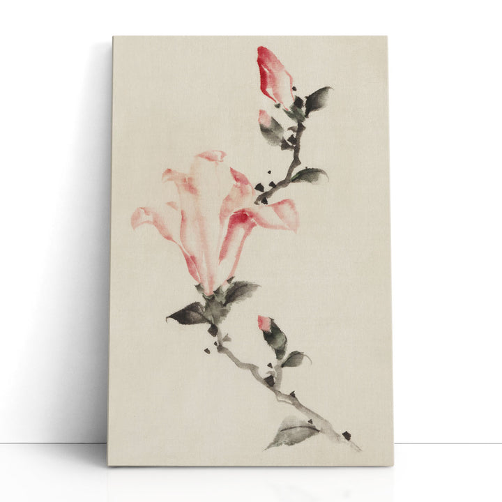 Large Pink Blossom on a Stem with Three Additional Buds - Canvas Print Wall Art