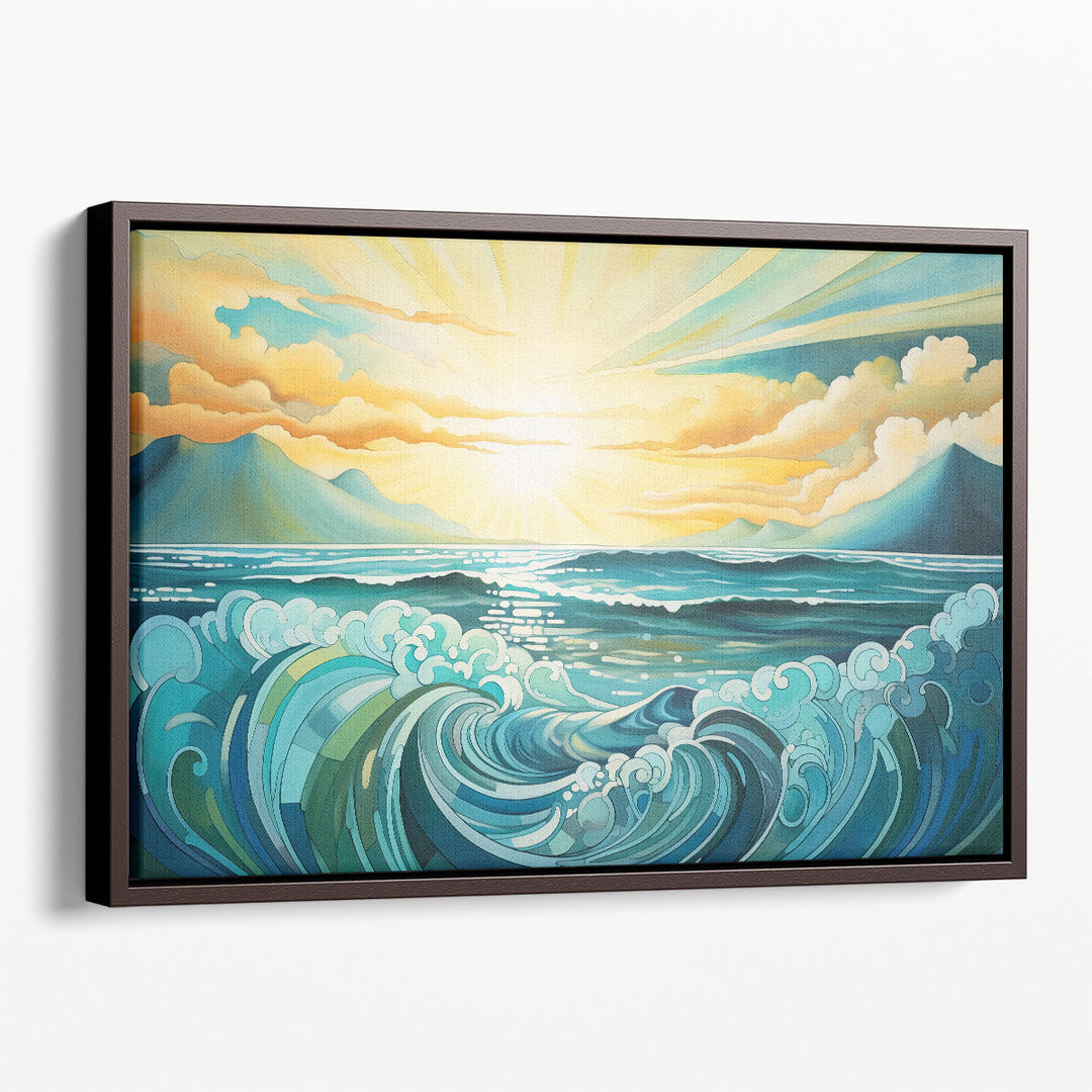 Green Coastal Whispers - Canvas Print Wall Art