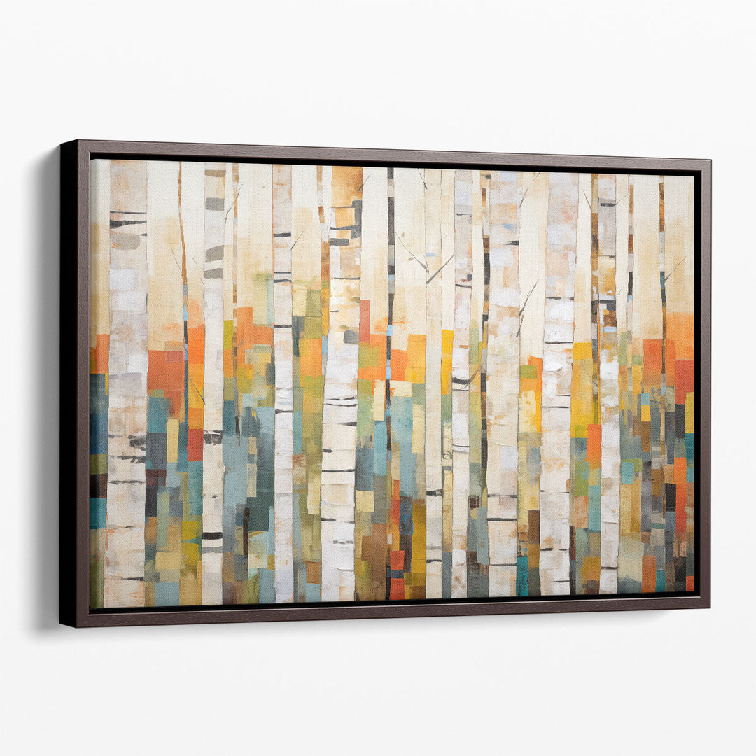 Multi-layered Birch Mosaic - Canvas Print Wall Art