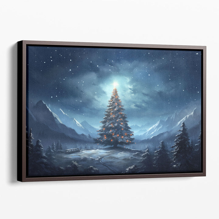 Scenic mountain wall decor with snowy landscape
