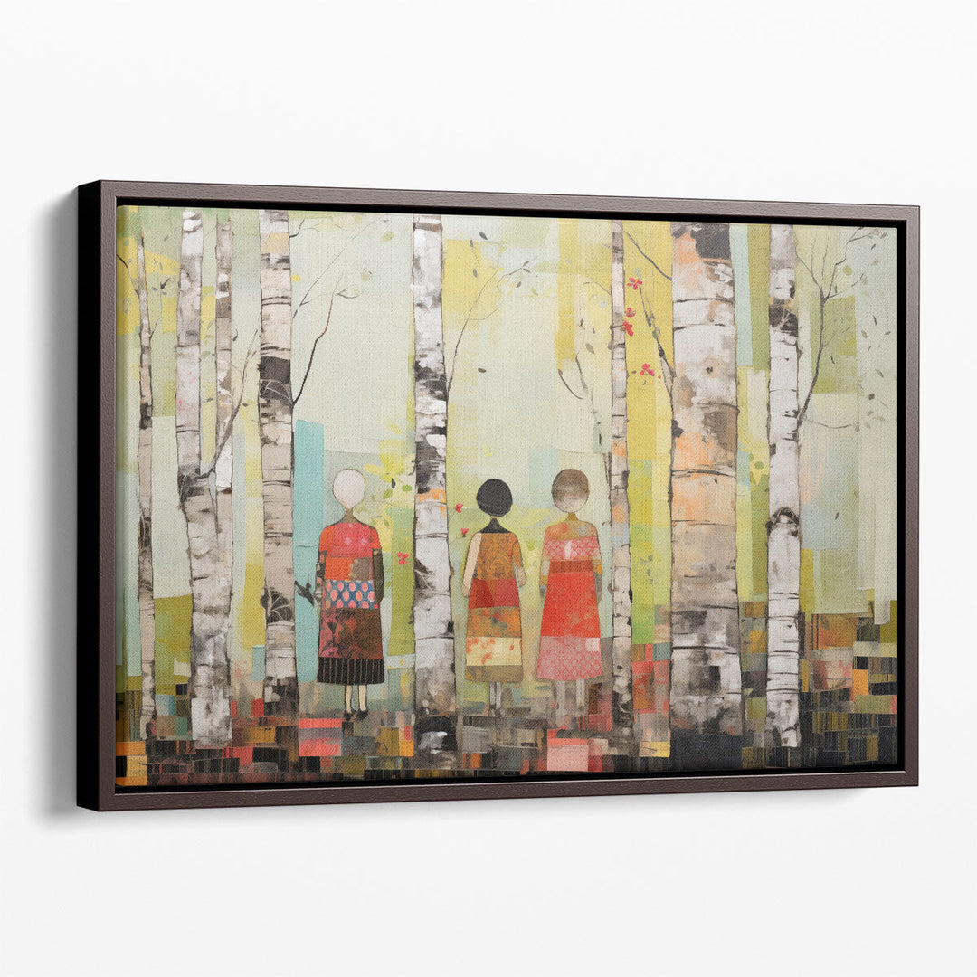 Trio Near Birch Trees - Canvas Print Wall Art