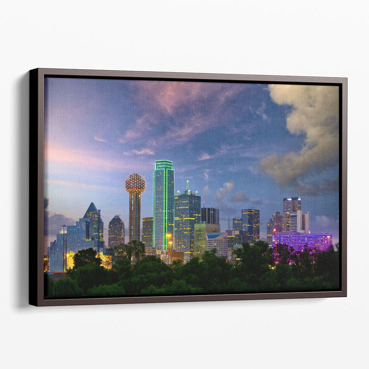Dallas City Skyline at Twilight - Canvas Print Wall Art