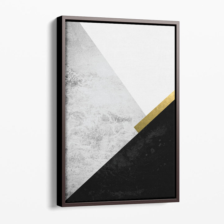 Black Grey Gold Mountains 1 - Canvas Print Wall Art