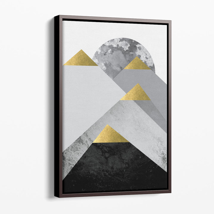 Black Grey Gold Mountains 2 - Canvas Print Wall Art
