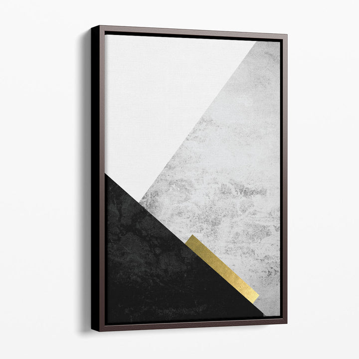 Black Grey Gold Mountains 3 - Canvas Print Wall Art