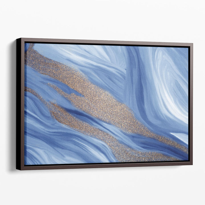 Blue Waves of Gold 2 - Canvas Print Wall Art
