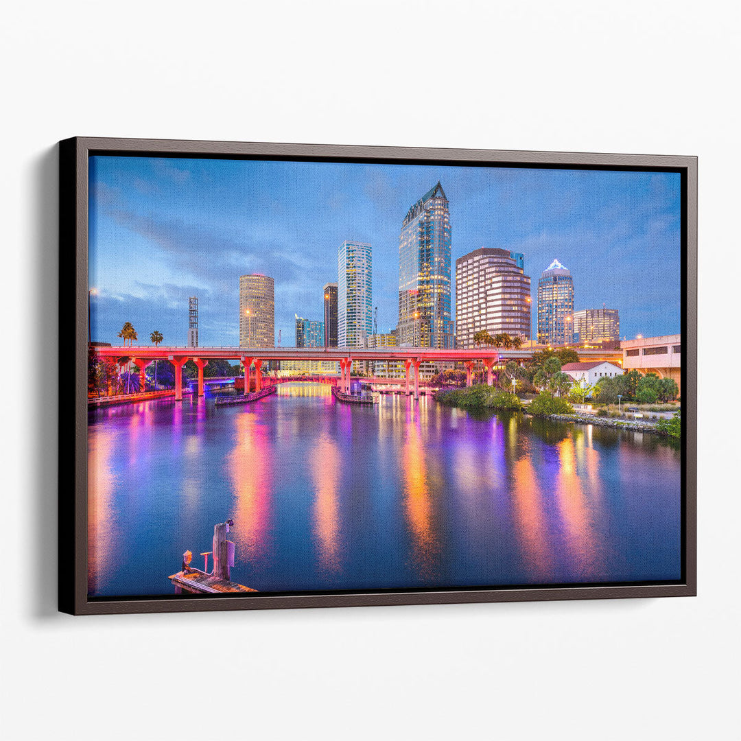 Tampa, Florida, Downtown Skyline on the Hillsborough River - Canvas Print Wall Art