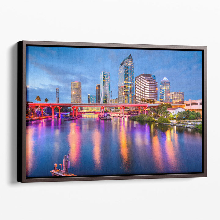 Tampa, Florida, Downtown Skyline on the Hillsborough River - Canvas Print Wall Art