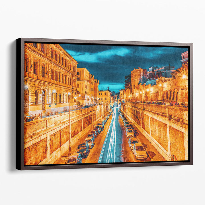 Beautiful Landscape of Rome City Through Street - Canvas Print Wall Art