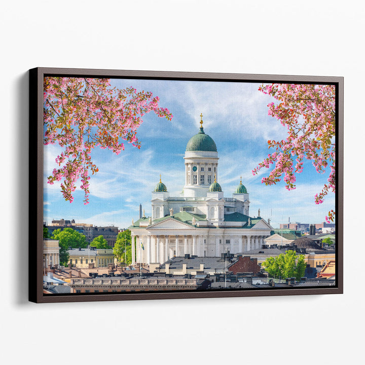 Helsinki Cathedral over City Center in Spring, Finland - Canvas Print Wall Art