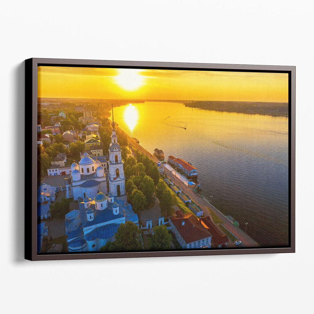 Kineshma Ancient City with Volga River in Ivanovo, Russia - Canvas Print Wall Art