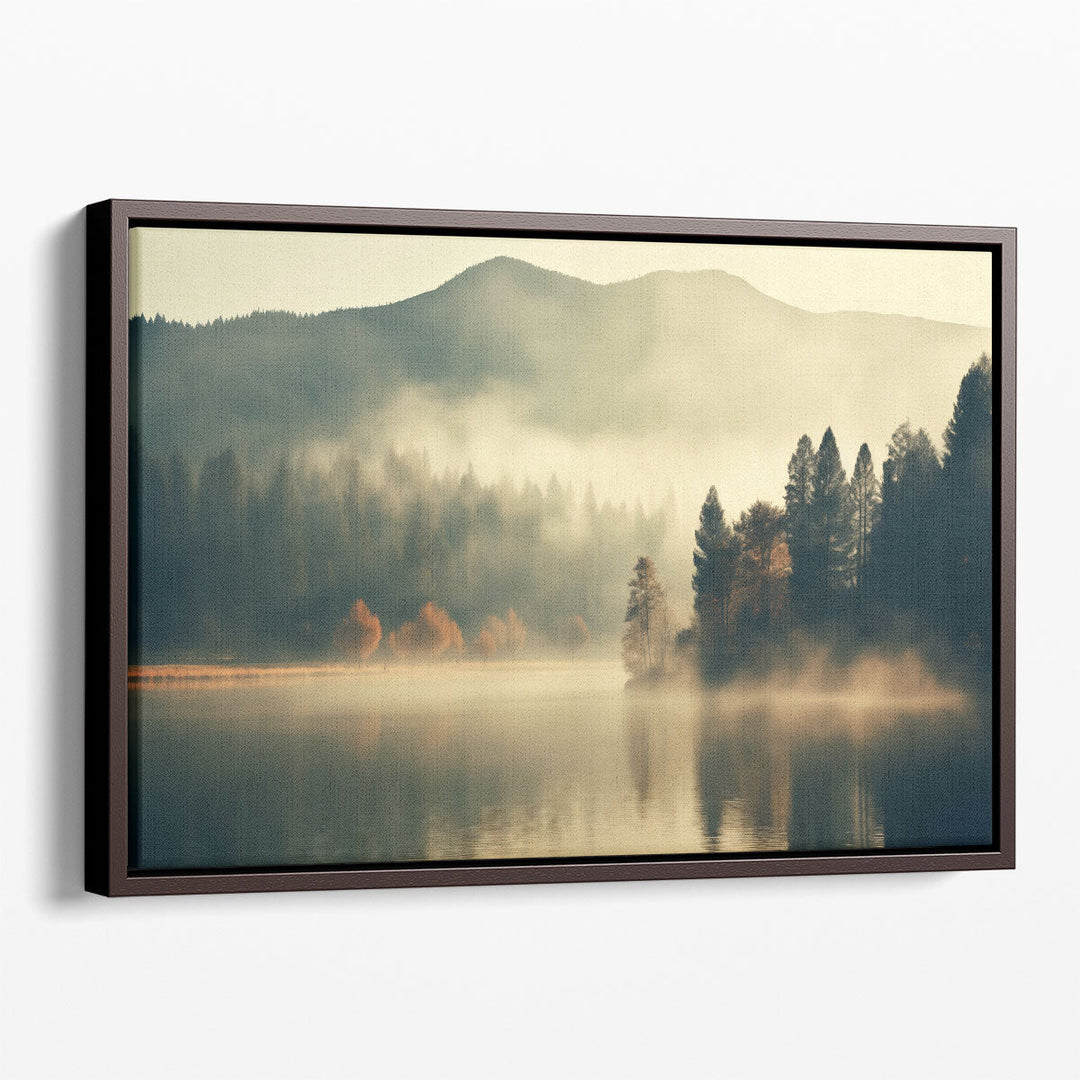 Beautiful Foggy Lake Landscape - Canvas Print Wall Art