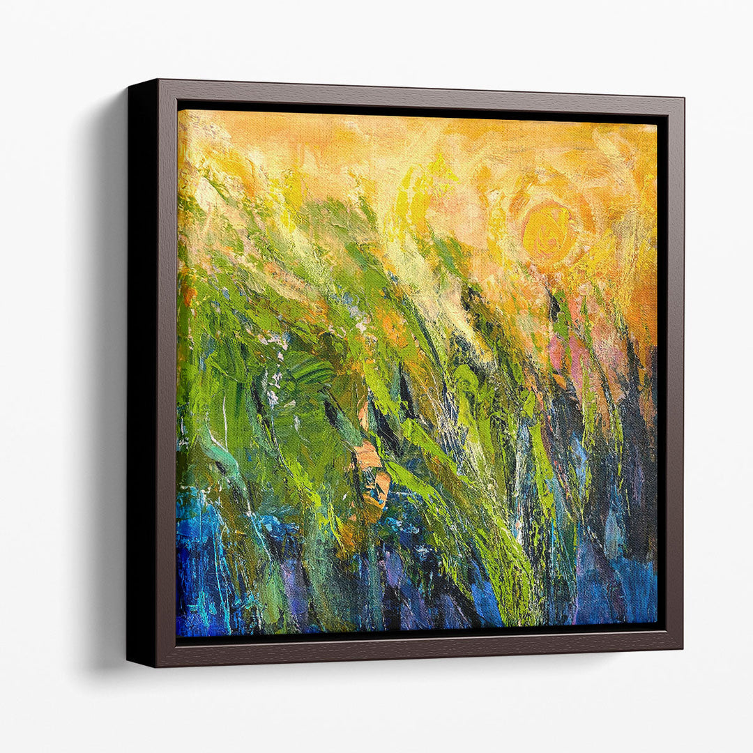 Abstract landscape canvas wall art with warm tones
