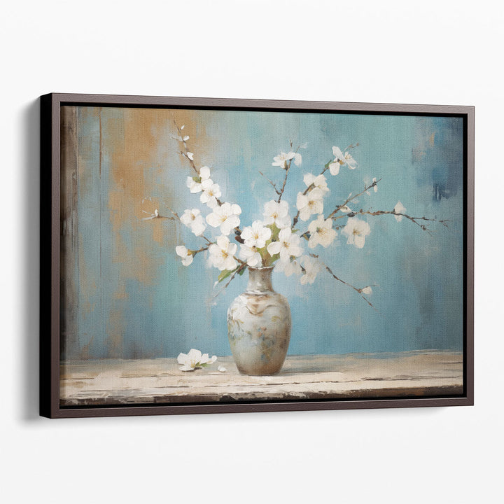Distressed Vase Bloom - Canvas Print Wall Art