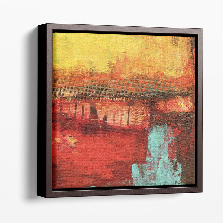 Abstract prints in vibrant red and gold tones