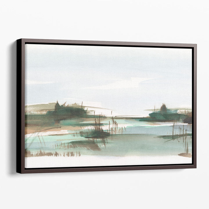 Watercolor art print with soft green and brown shades