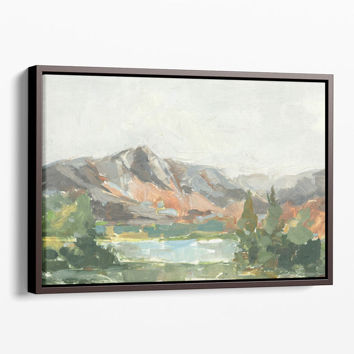 Rusty mountain canvas art with earthy tones