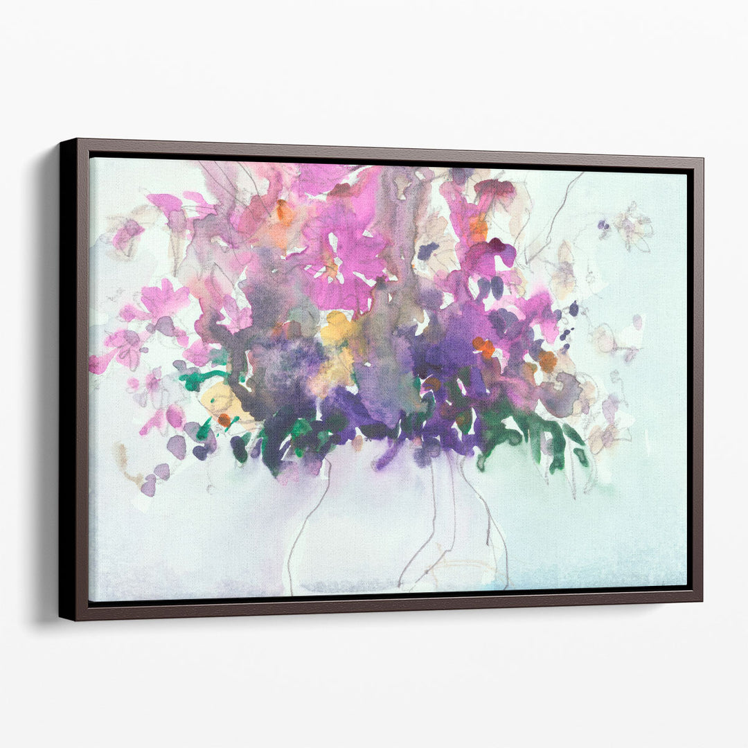 Purple Abstract Floral Painting delicate petals scene