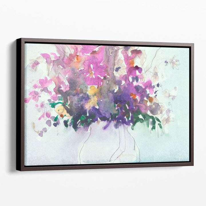 Purple Abstract Floral Painting delicate petals scene