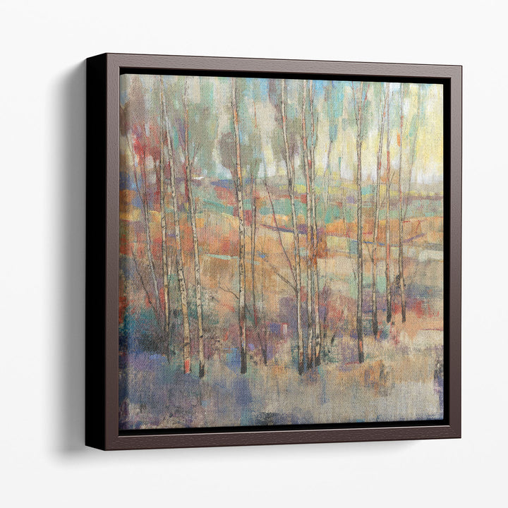 Abstract farmhouse canvas wall art with forest design