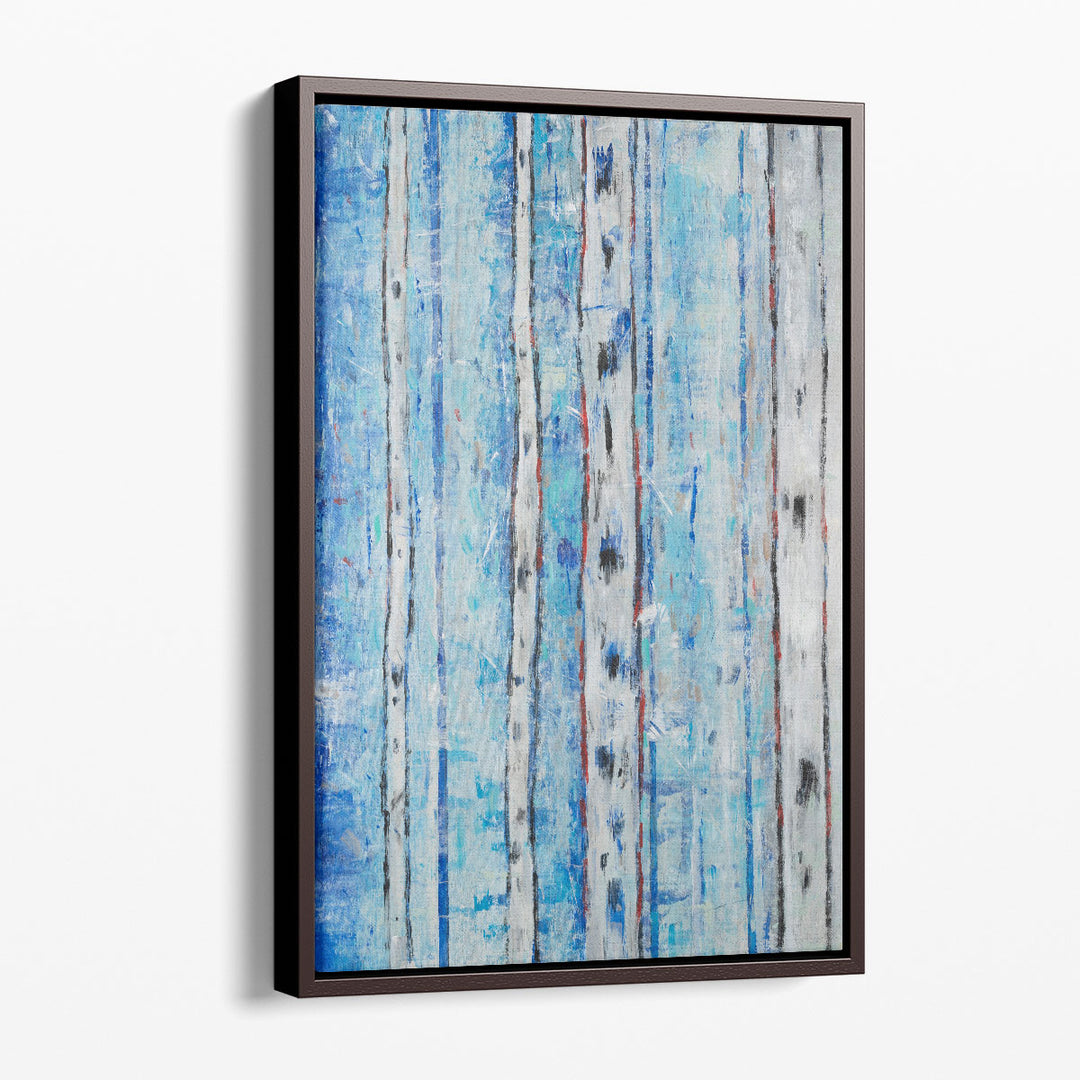 Textured canvas prints with cool blue hues