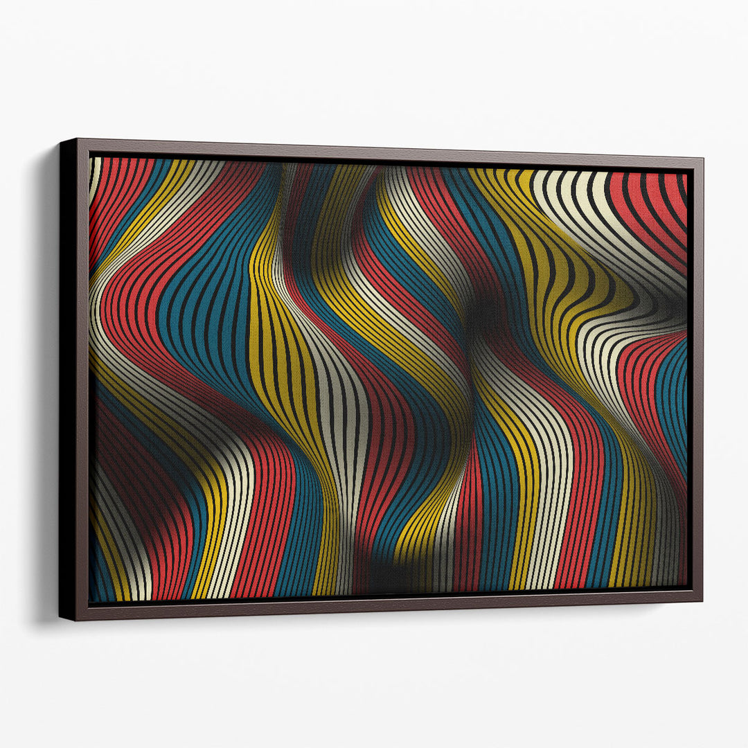 Modern living room painting with colorful lines