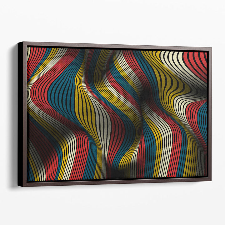Modern living room painting with colorful lines