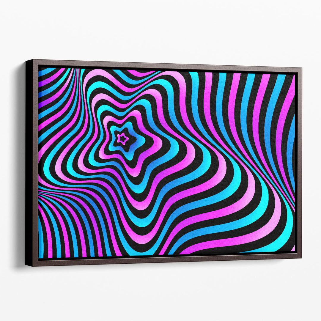 Geometric illusion wall decor in vibrant colors
