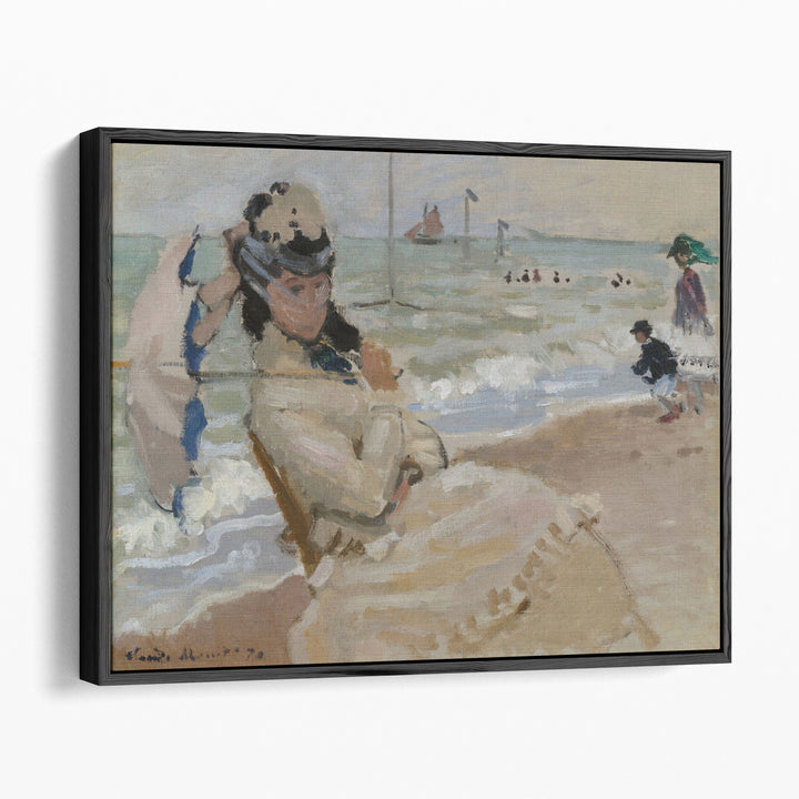 Camille on the Beach in Trouville, 1870 - Canvas Print Wall Art