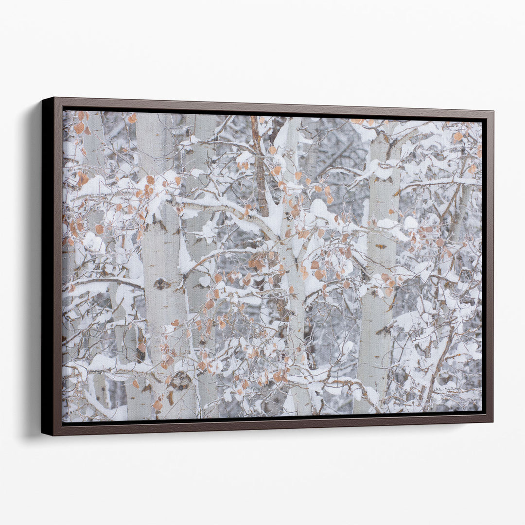 Forest wall art with wintery textures