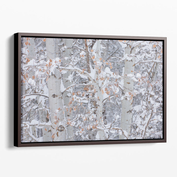 Forest wall art with wintery textures