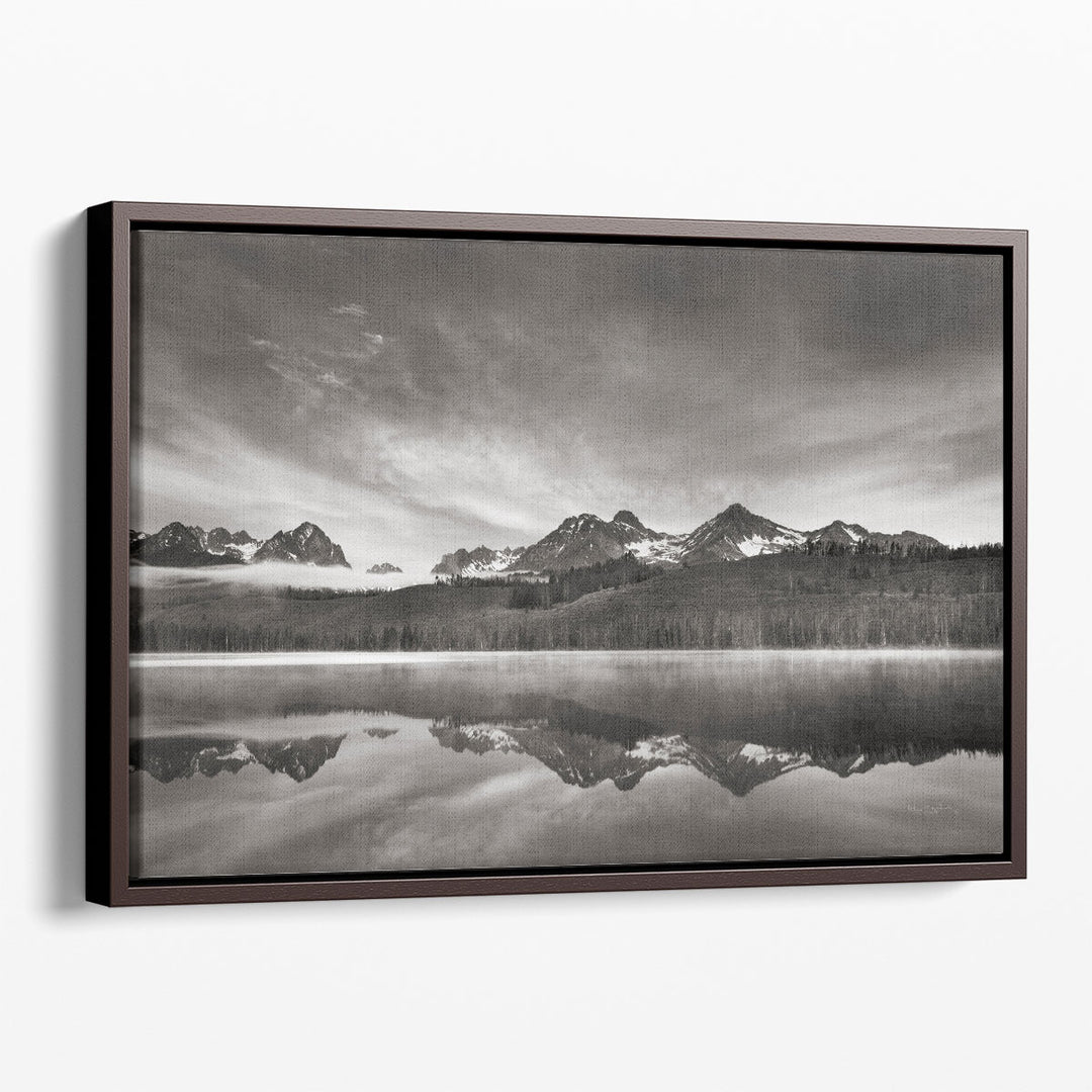 Black and white landscape photography prints monochrome lake and peaks