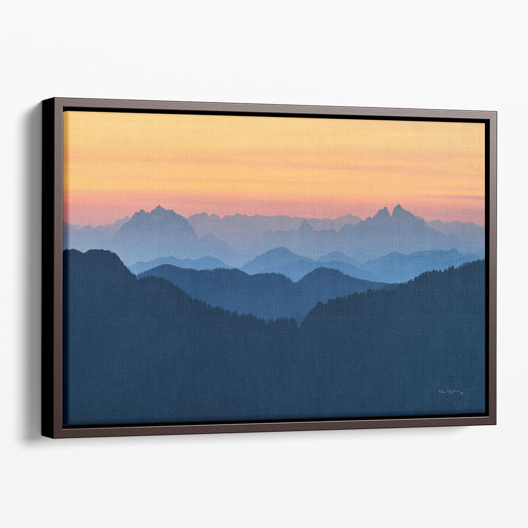 Blue mountain landscape art with peaceful scenery