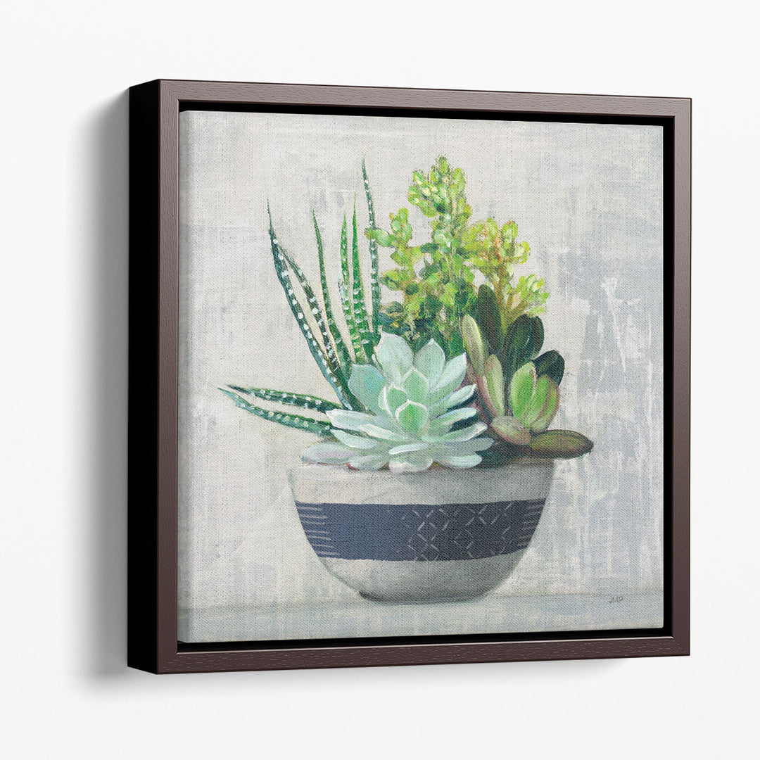 framed succulent wall art – blue neutral accent