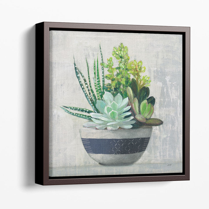 framed succulent wall art – blue neutral accent
