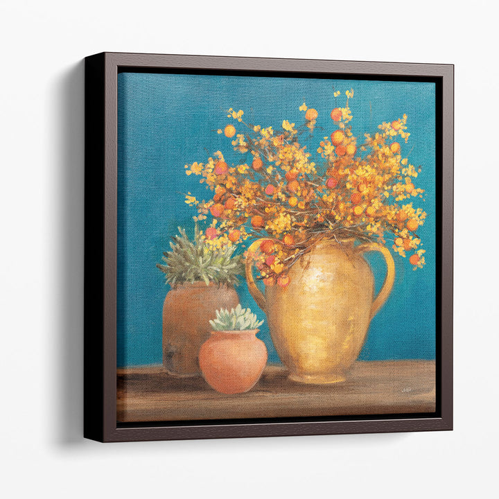 floral wall art – blue and yellow petals