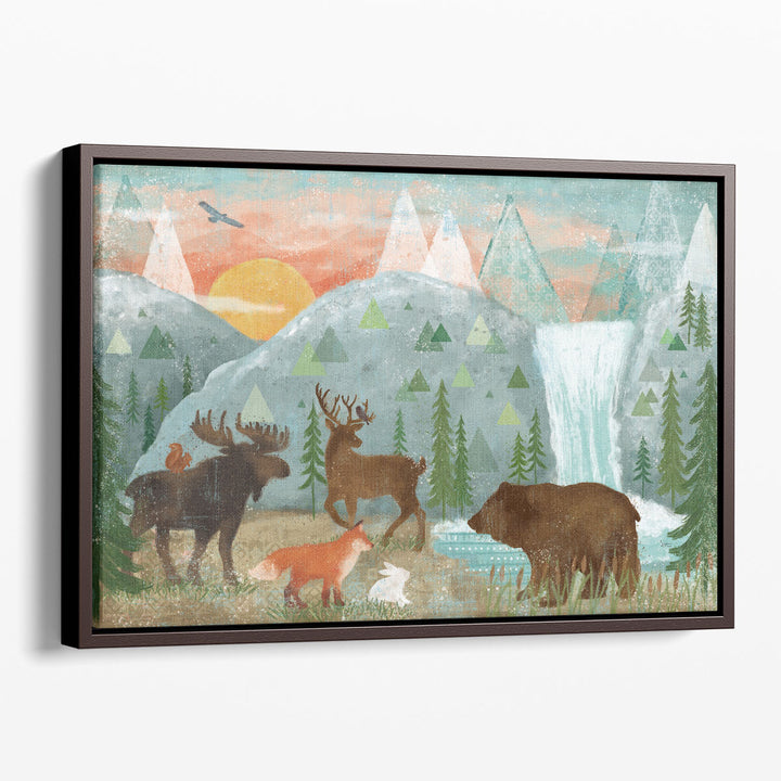 Scenic Animal Prints deer wandering forest scene