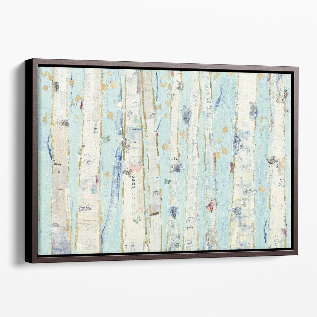 Tree art prints on light blue canvas