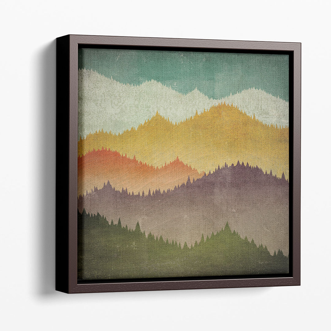 Abstract canvas art with natural mountain imagery