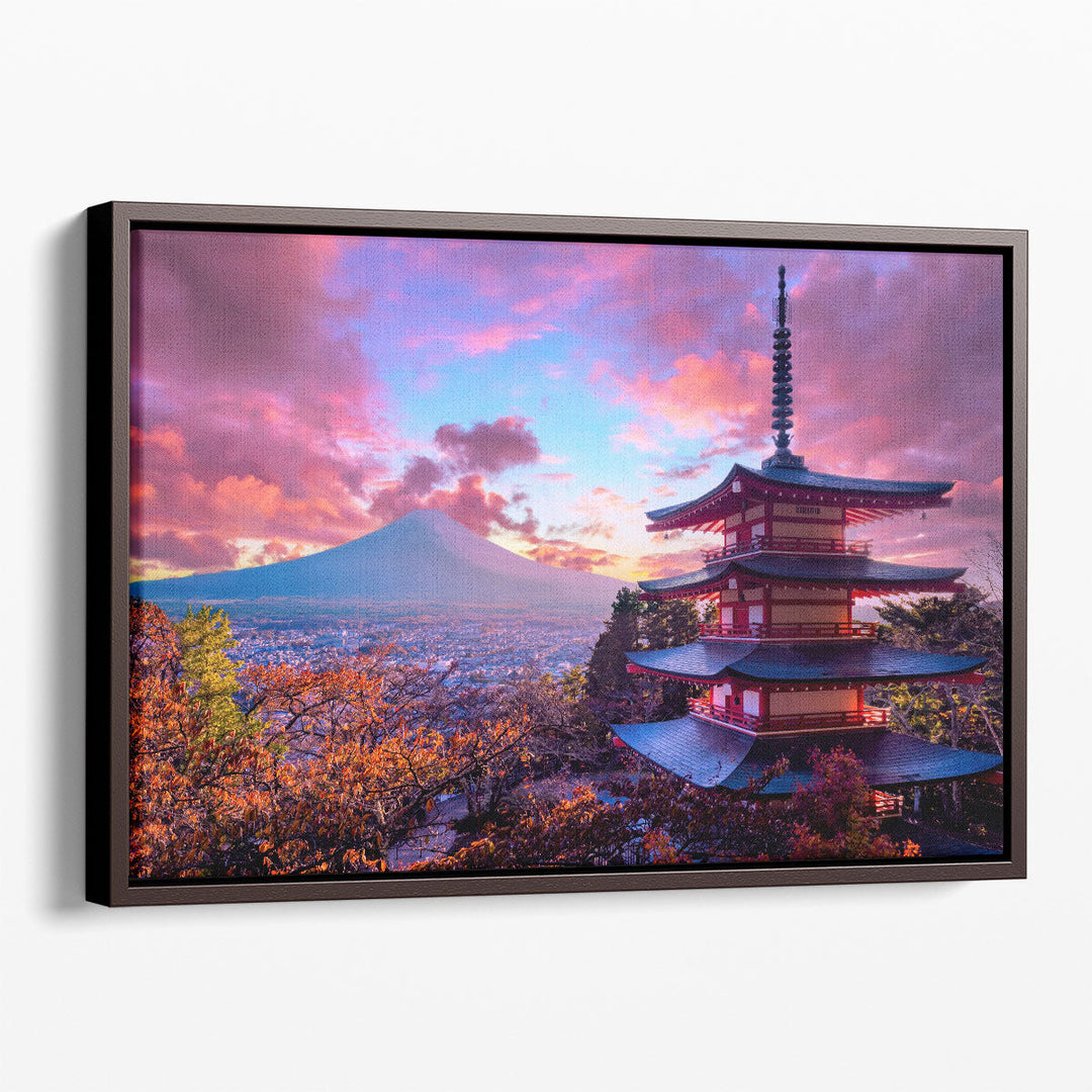 Buddhist Pagoda in Fujiyoshida, Japan - Canvas Print Wall Art