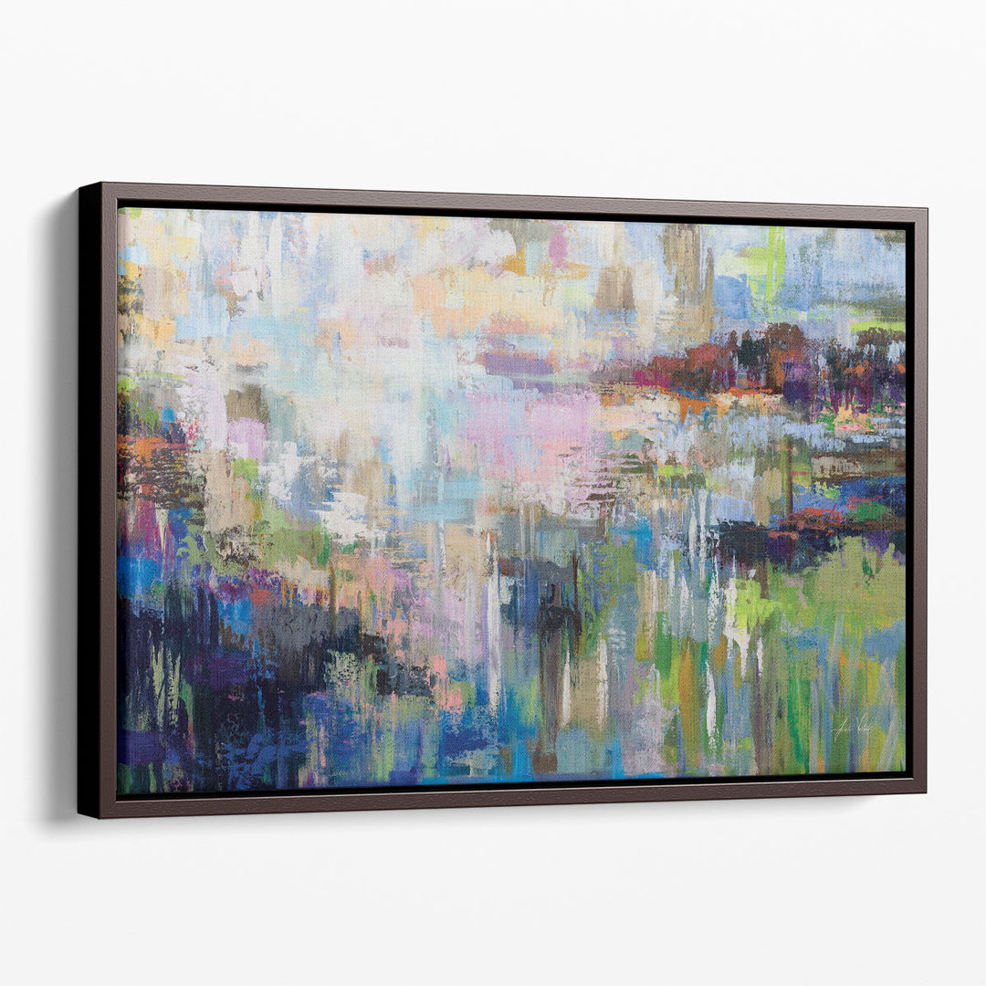 Colorful textured wall decor on neutral background