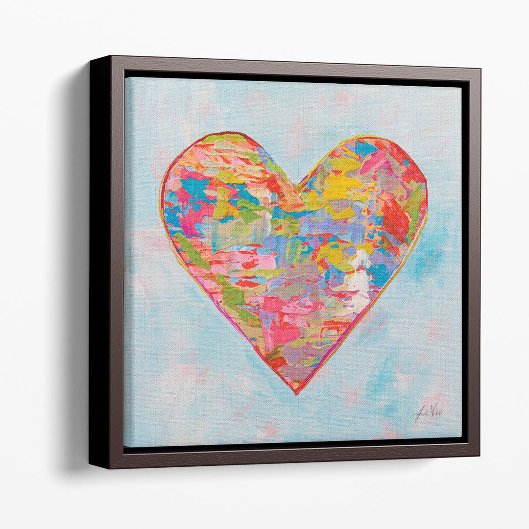 Large abstract heart art in bold tones