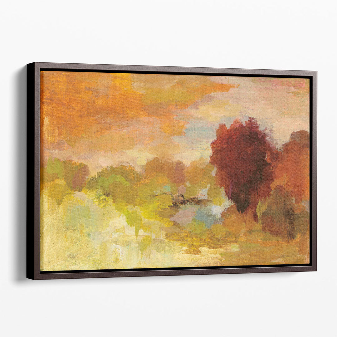 Abstract Scenic Wall Art – modern landscape in orange yellow tones